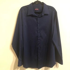 Men's Dark blue long sleeve button up dress shirt